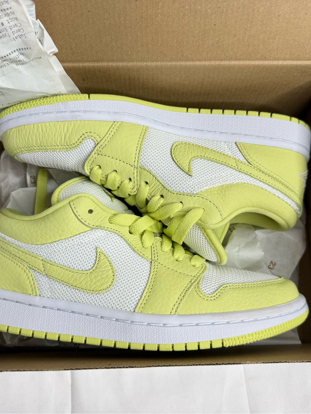 Air Jordan 1 Low SE "Limelight" sneaker, featuring a vibrant lime-green and whit - Picture 3 of 6